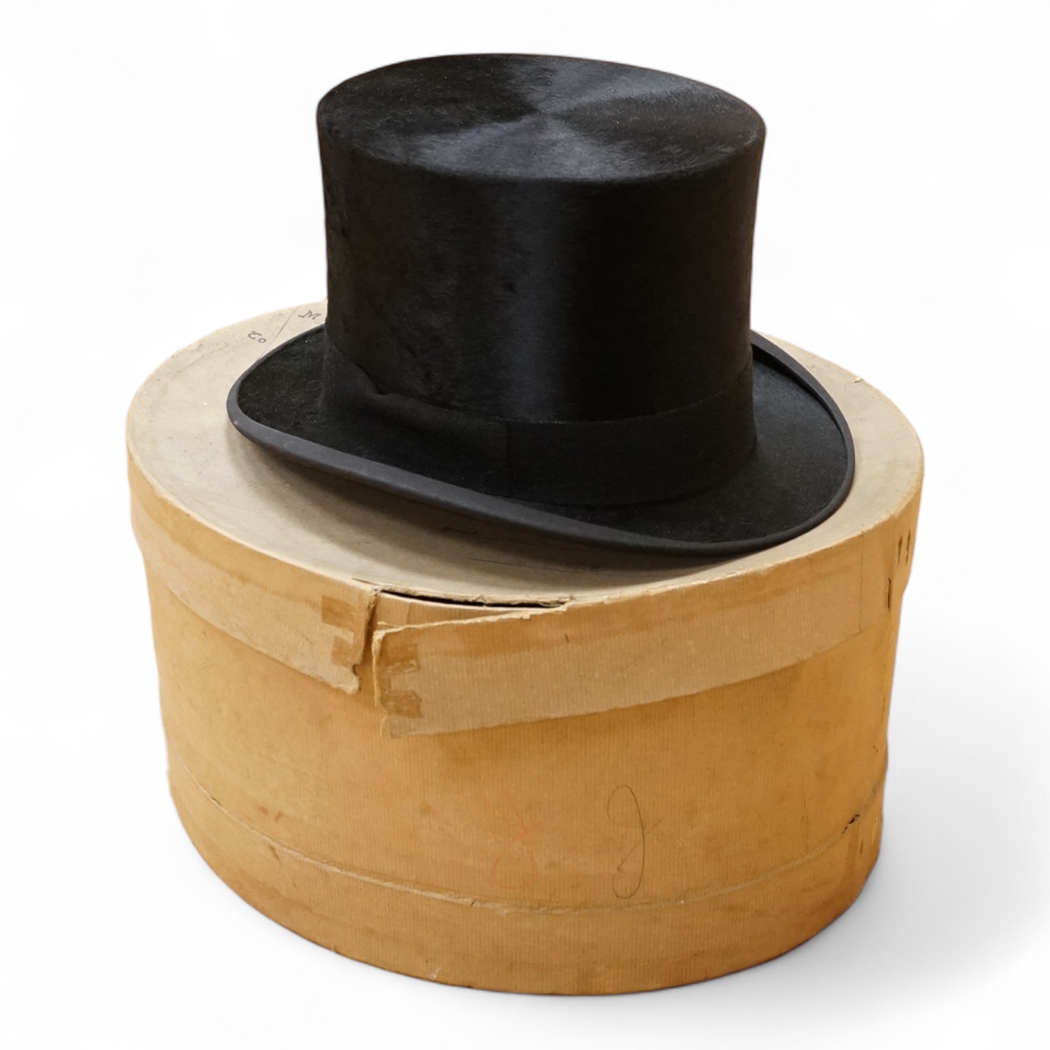 A G A Dunn and Co brushed silk black top hat, boxed, 16cm high